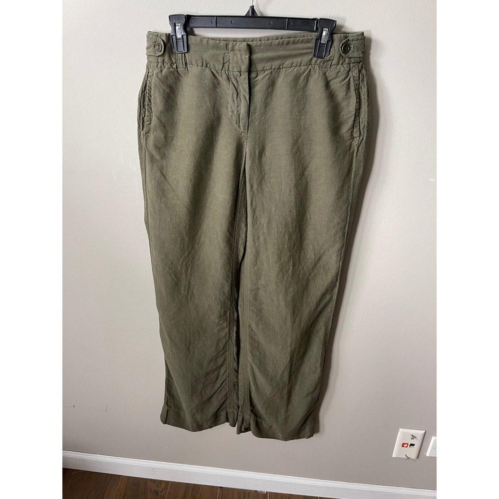 J.Crew City fit sophisticated Olive Green Linen Silk Blend relaxed RN77388 Sz 4